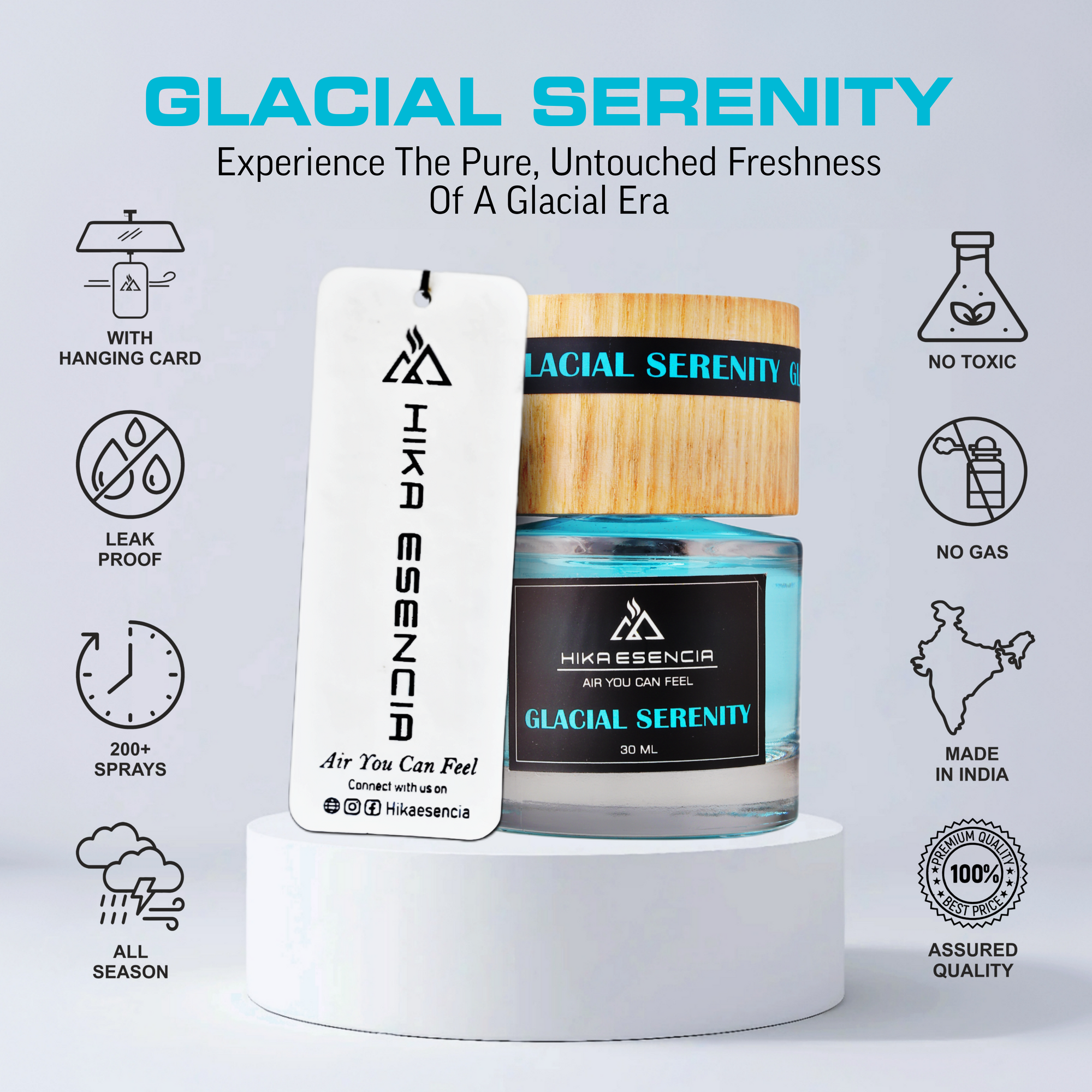 Glacial Serenity Luxurious Car Perfume Spray with Hanging Card