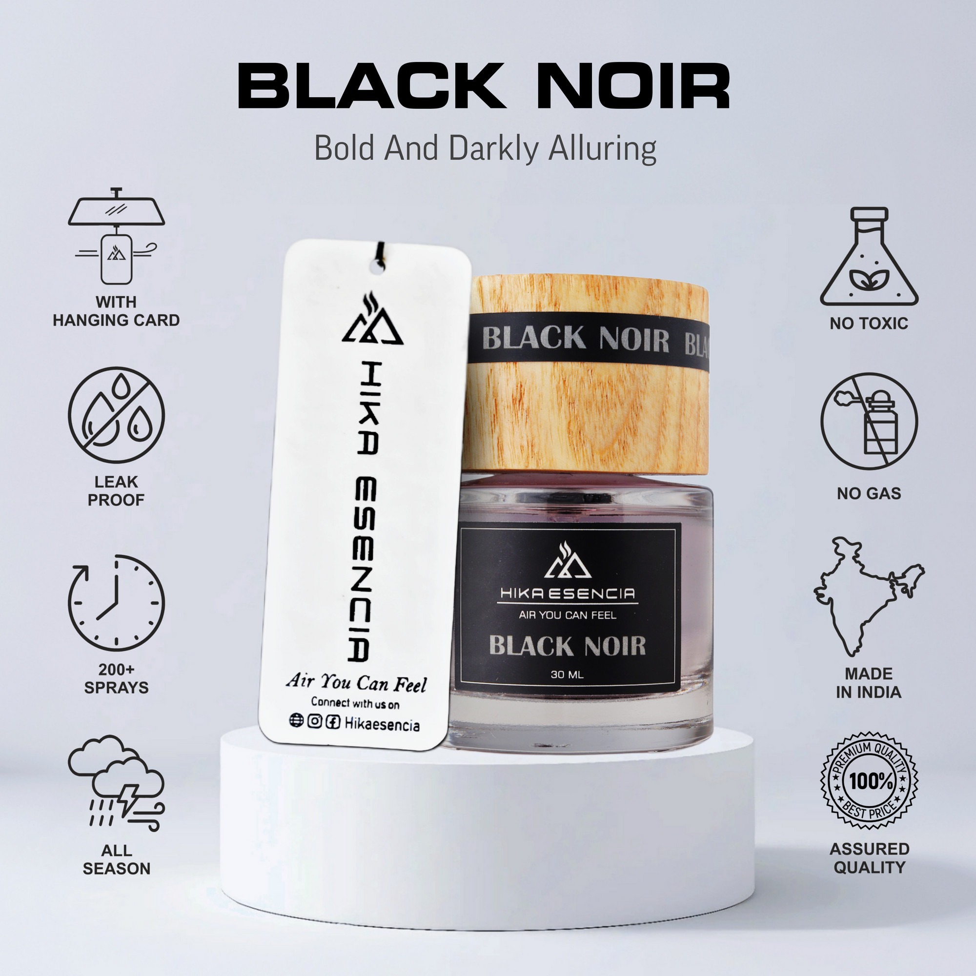 Black Noir Luxurious Car Perfume Spray with Hanging Card