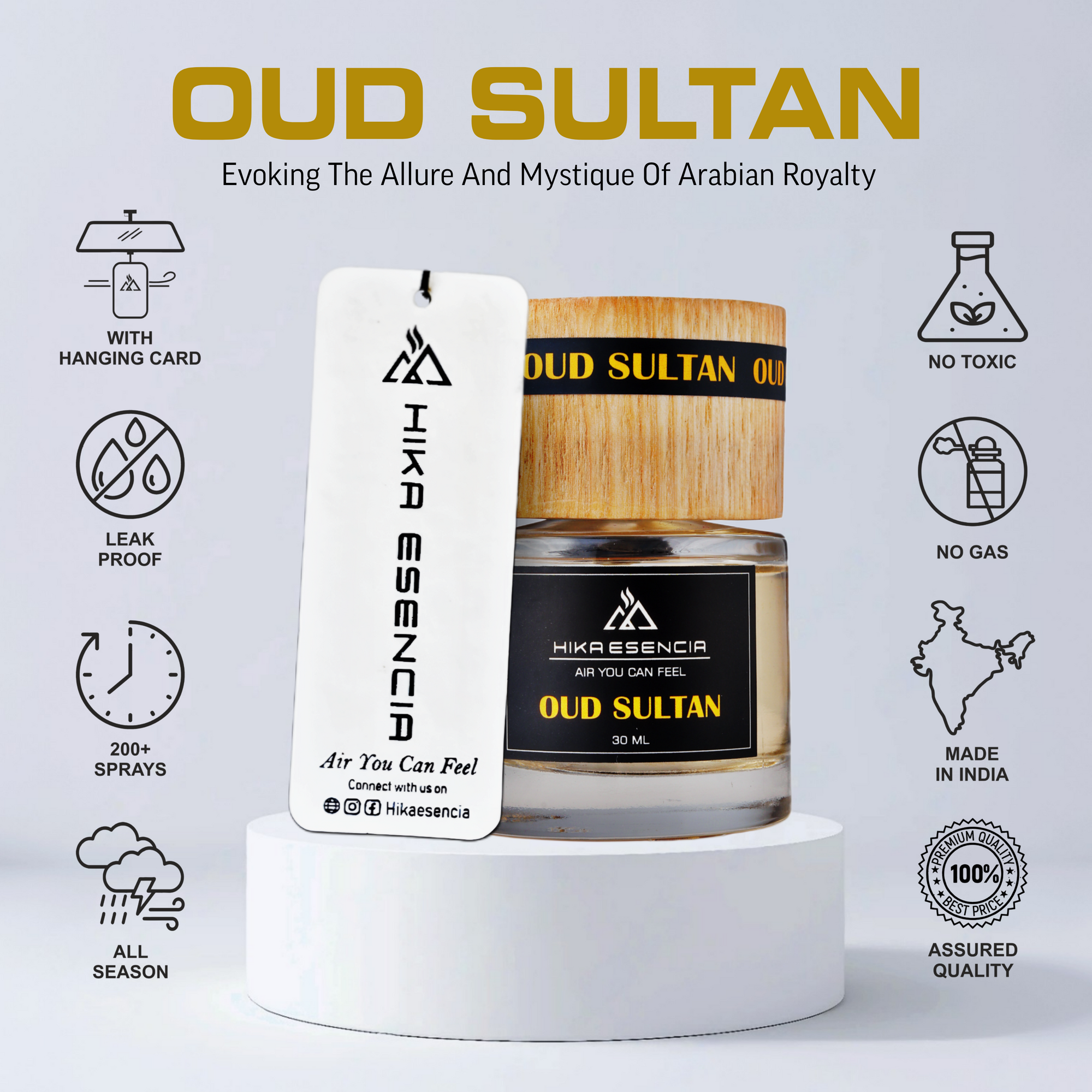 Oud Sultan Luxurious Car Perfume Spray with Hanging Card