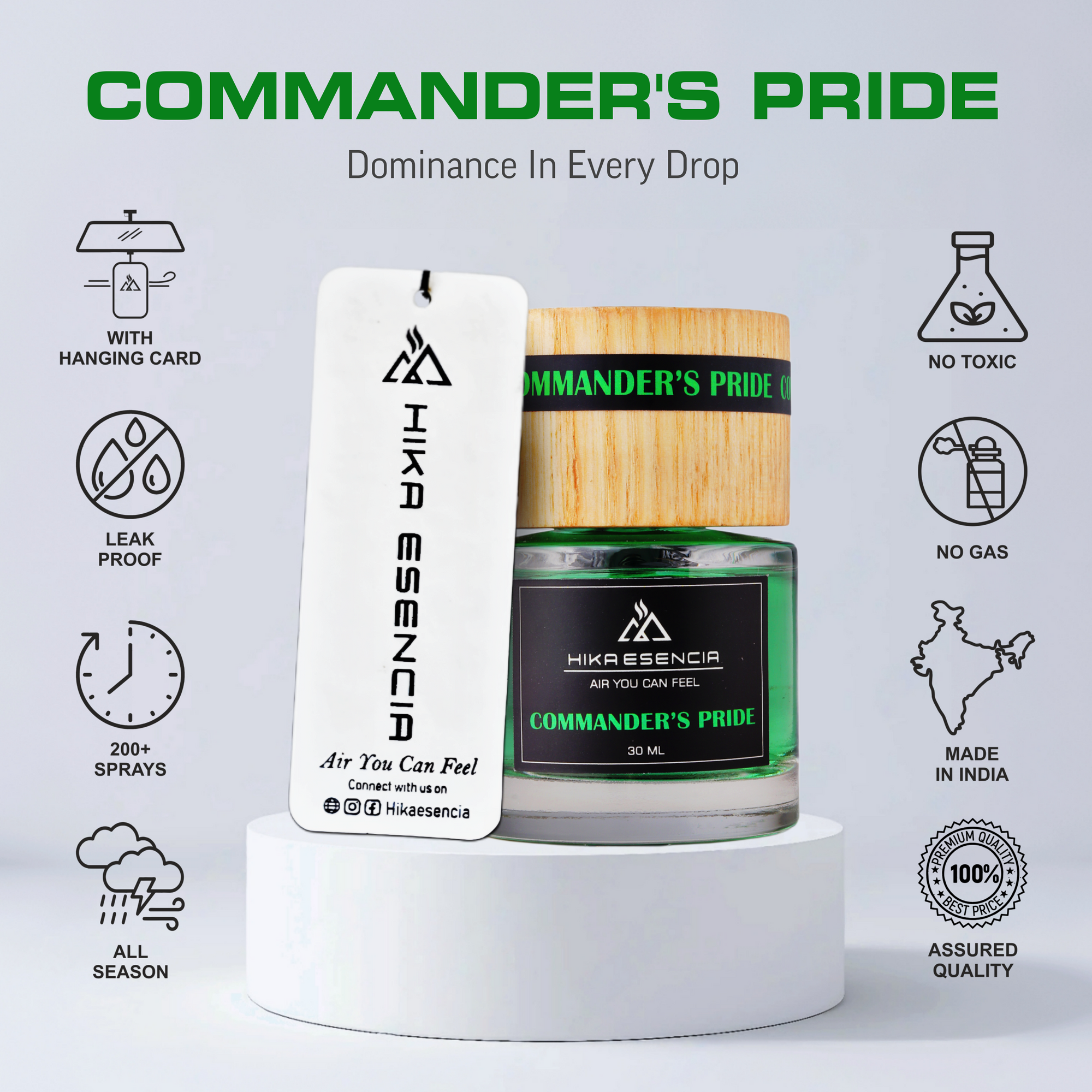 Commander's Pride Luxurious Car Perfume Spray with Hanging Card