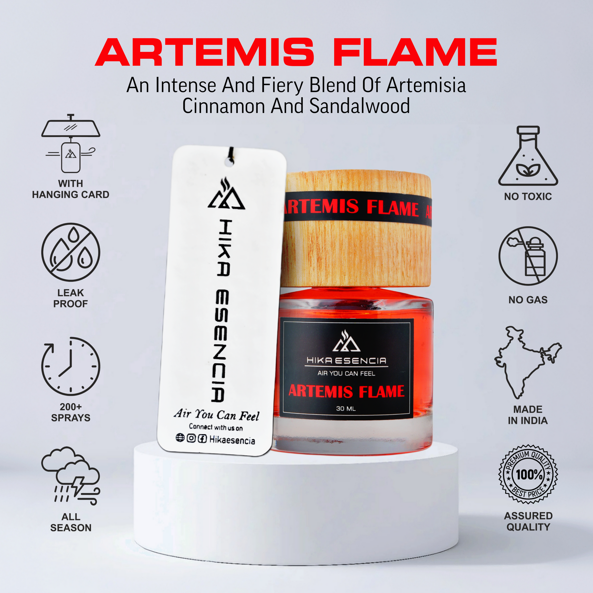 Artemis Flame Luxurious Car Perfume Spray with Hanging Card
