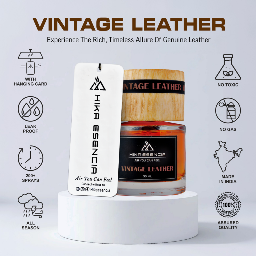 Vintage Leather Luxurious Car Perfume Spray with Hanging Card