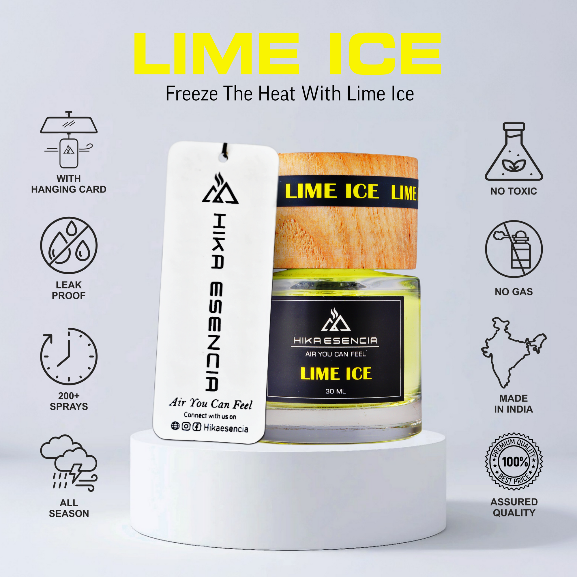 Lime Ice Luxurious Car Perfume Spray with Hanging Card