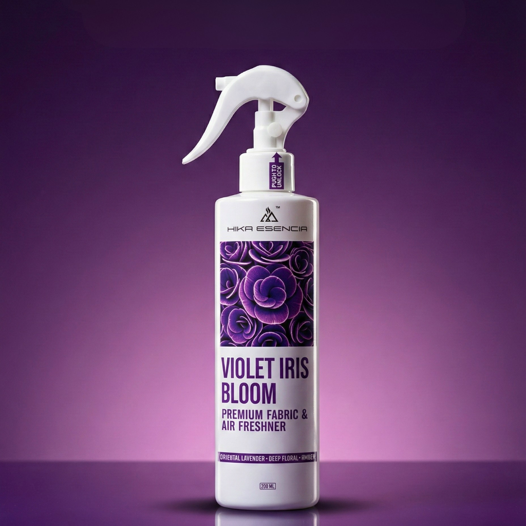 Violet Iris Bloom Premium Fabric & Air Freshener Spray | Long Lasting Floral Fragrance | Sofa, Curtains, Bed | 200 ML