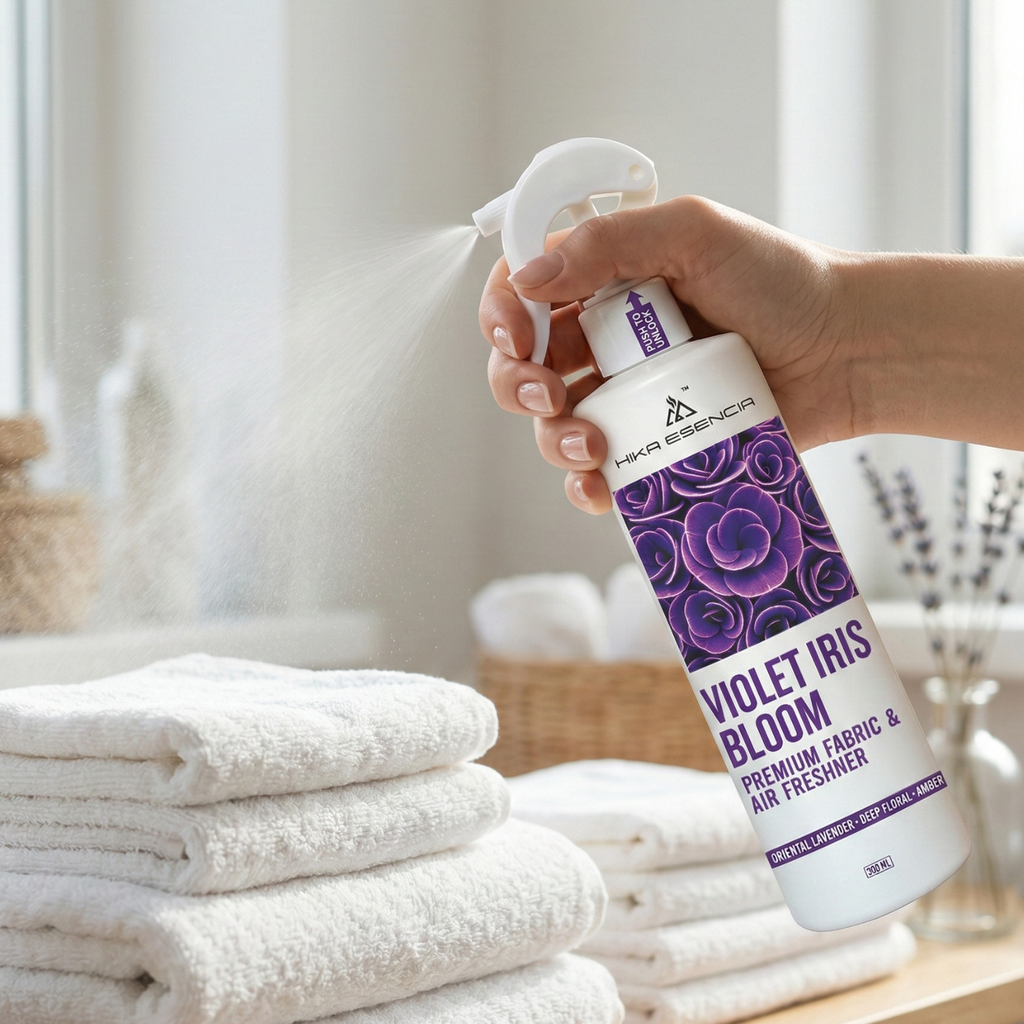 Violet Iris Bloom Premium Fabric & Air Freshener Spray | Long Lasting Floral Fragrance | Sofa, Curtains, Bed | 200 ML