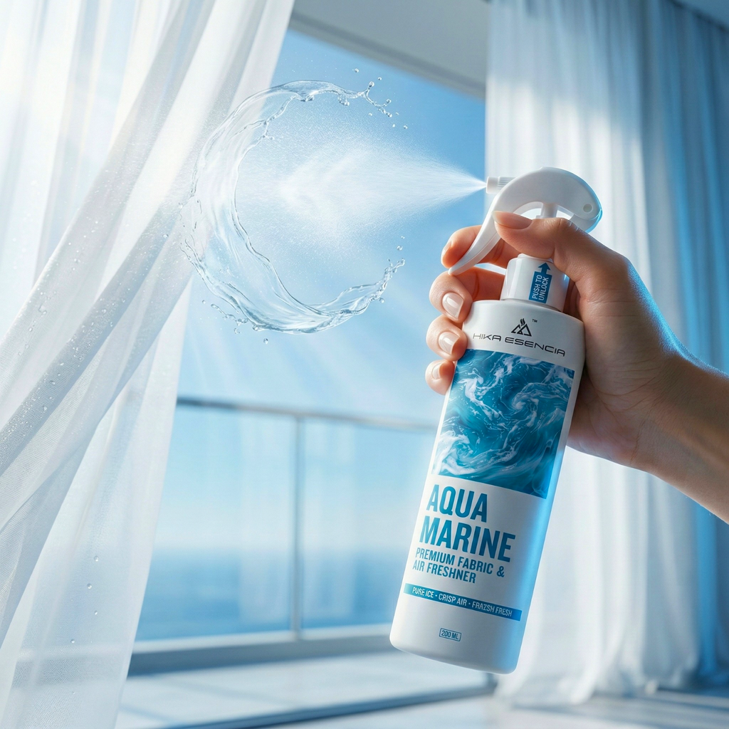 Aqua Marine Premium Fabric & Air Freshener Spray | Long Lasting Floral Fragrance | Sofa, Curtains, Bed | 200 ML