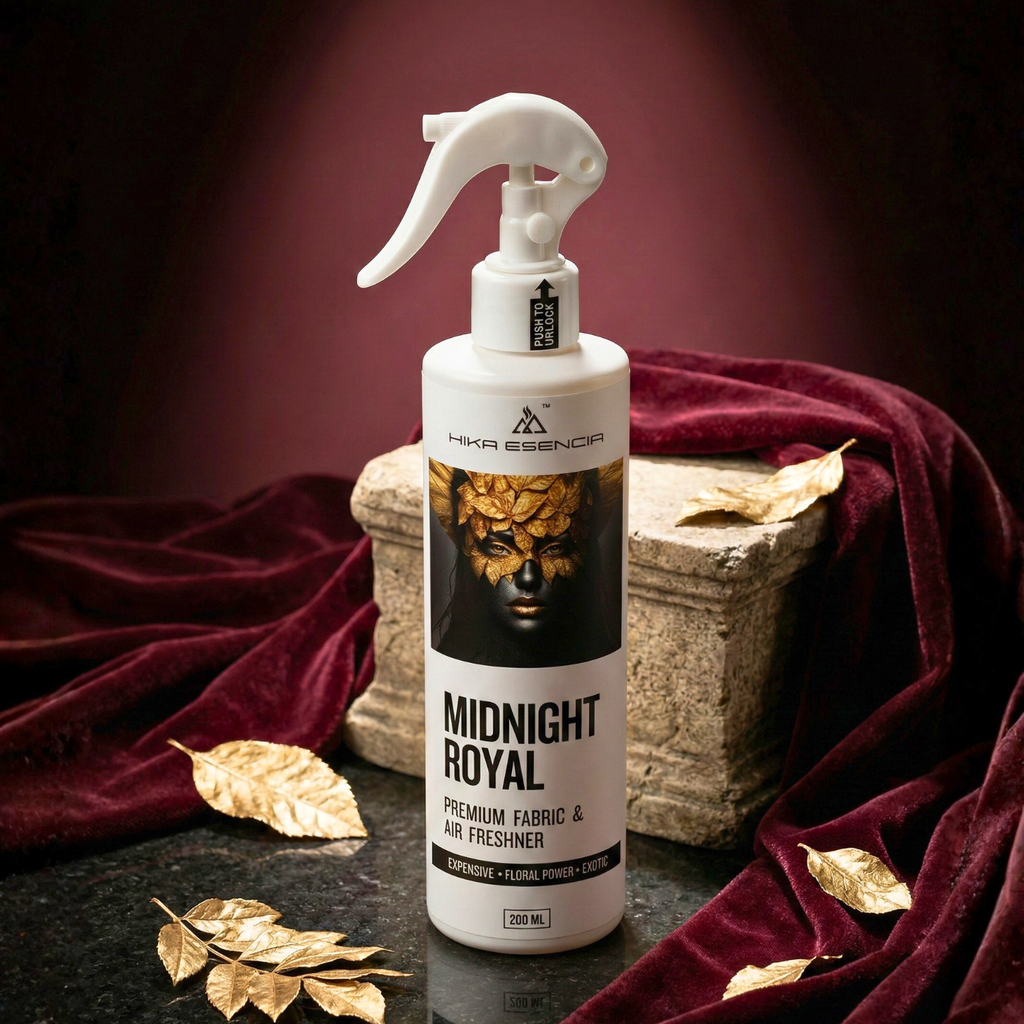 Midnight Royal Premium Fabric & Air Freshener Spray | Long Lasting Floral Fragrance | Sofa, Curtains, Bed | 200 ML