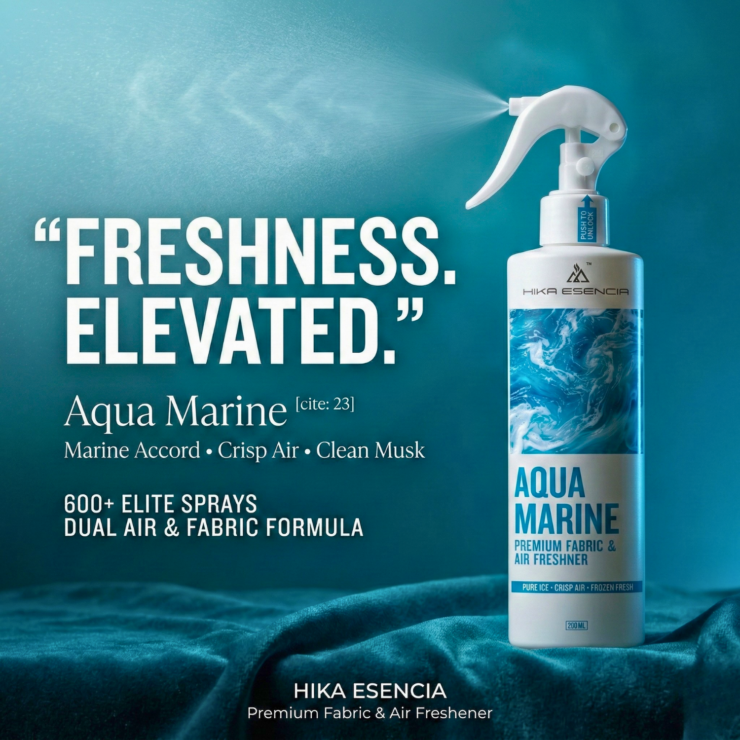 Aqua Marine Premium Fabric & Air Freshener Spray | Long Lasting Floral Fragrance | Sofa, Curtains, Bed | 200 ML